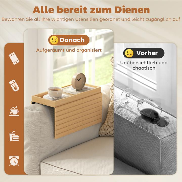 Produktbild Homcom Sofatablett Armlehne Bambus Naturholz