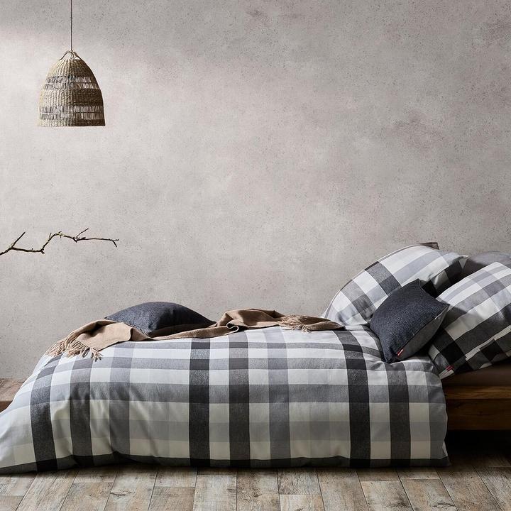 Produktbild Fleuresse gewebte Edelflanell Bettwäsche Lech Karo grau (Bettwäsche Set, 135x200 cm + 80x80 cm)