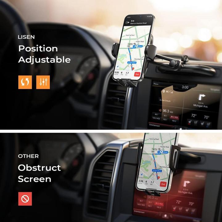 Actual product image Lisen Car Holder 2in1, 4.7inch - 7.2inch, Black