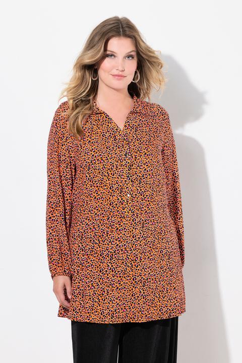 Produktbild Miamoda Bluse, A-Linie, Leomuster, Saum-Volant, Langarm (50)