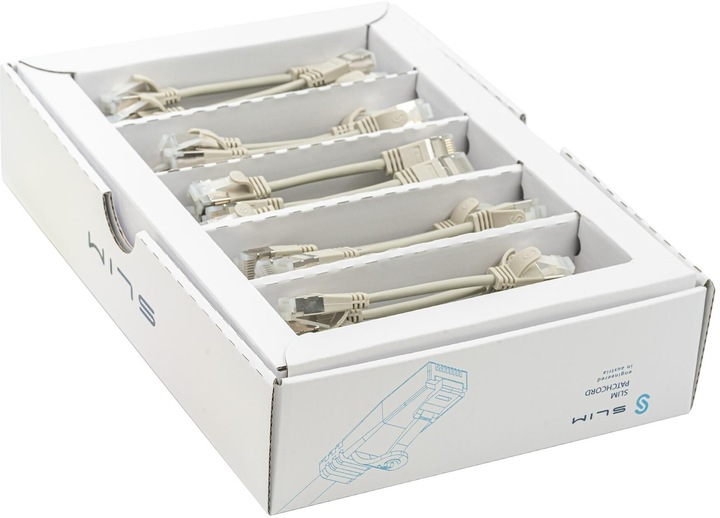 SLIM Câble patch RJ-45, Cat 6A, U/FTP, 0.1 m, gris, 50-Pack (U/FTP, CAT6a, 0.10 m)