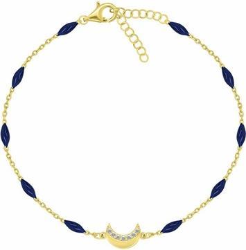 Produktbild Brilio Silver - Gold Plated Bracelet with Dark Blue Moon Beads BRC183YB