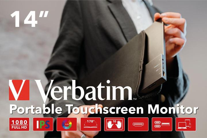 Actual product image Verbatim PMT-14 Portable Touchscreen Monitor 14" Full HD 1080p Metal Housing (1920 x 1080 pixels, 14")