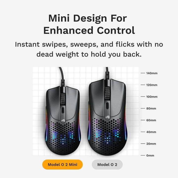 Actual product image Glorious Model O 2 Mini Gaming Mouse, RGB - black (Cable)