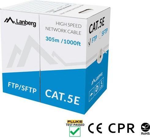Actual product image Lanberg LCF5-11CU-0305-S Network cable (FTP, 305 m, Cat.5e, gray) (F/UTP, U/UTP, CAT5e, 305 m)