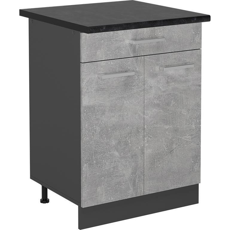 Vicco, Regal, Küchenunterschrank R-Line, Beton/Anthrazit, 60 cm, AP Anthrazit