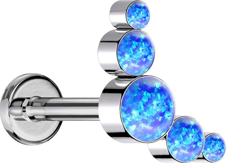 Actual product image Star Piercing Micro Threadless Labret silver five opals blue (without brass, Titanium)