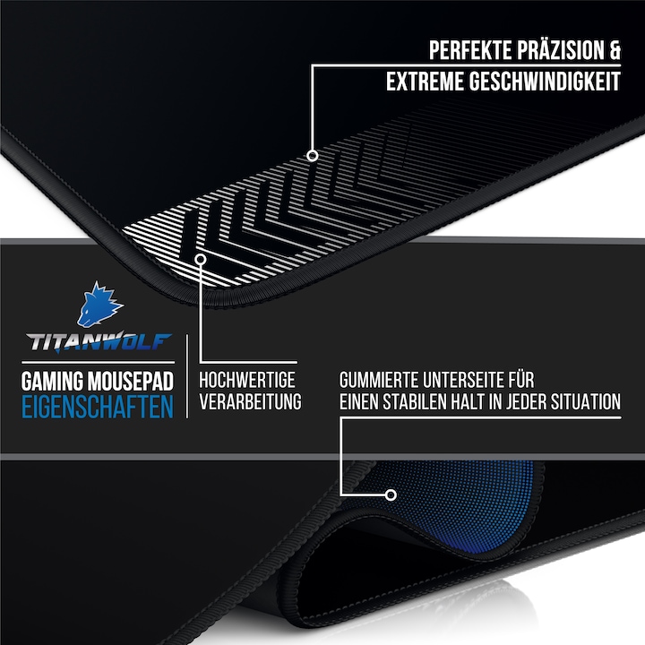 Actual product image Titanwolf Gaming Mouse Pad, XXXL 1500 x 800 x 3 mm Mouse Mat Extra Large / Washable, Black (3XL)