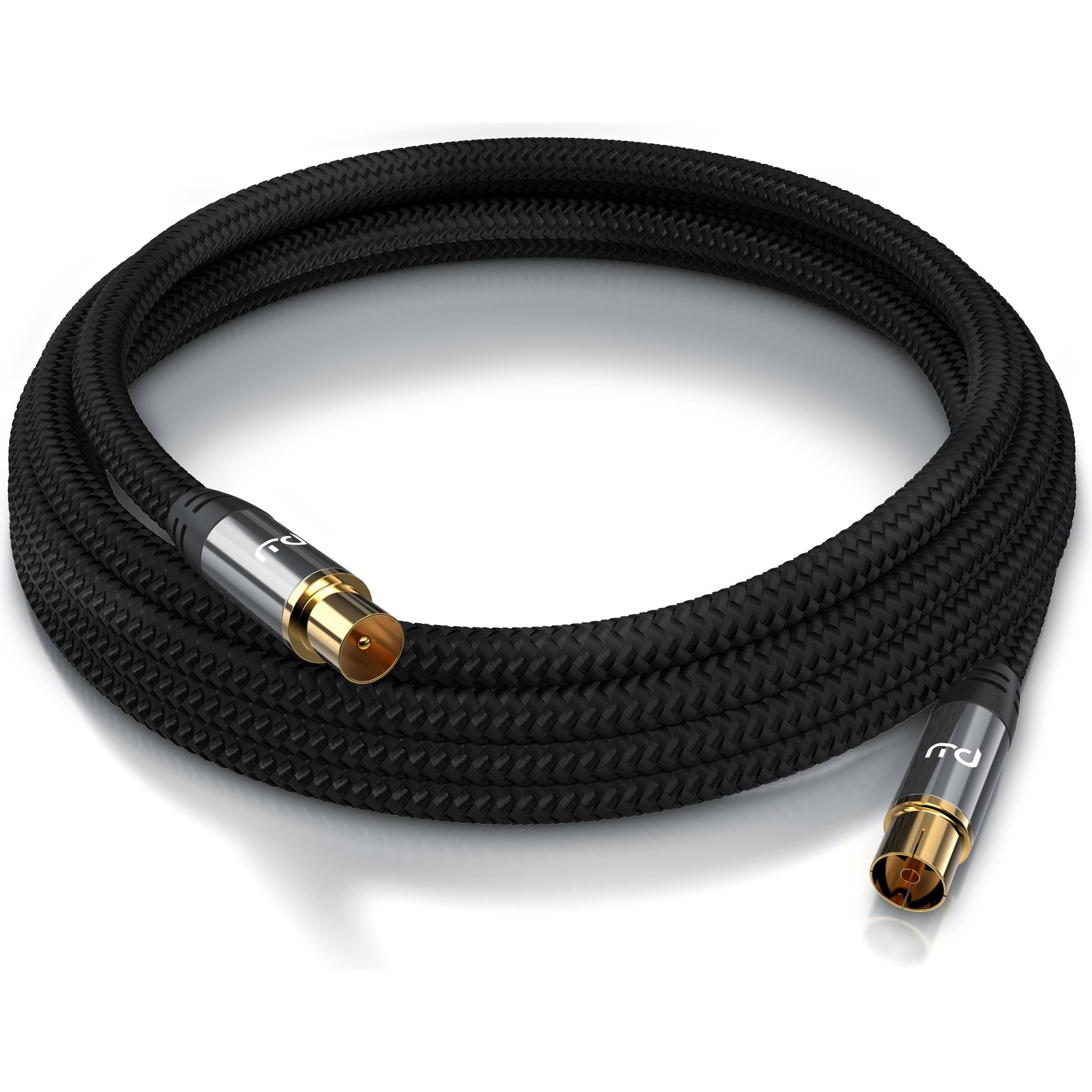Primewire HDTV Antennenkabel mit Braiding, Premium Koaxialkabel 75 Ohm / 135 dB, TV Kabel, 4K HDTV, DVB-T DAB (135 dB, A...