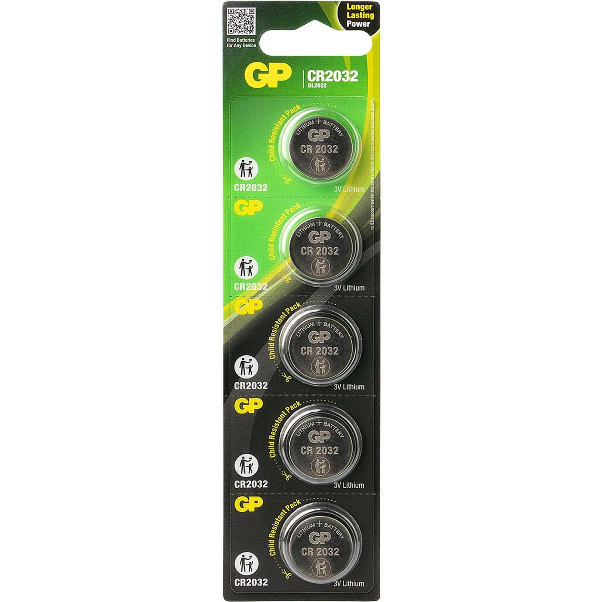 GP Batteries CR2032 GP Lithium Knopfzelle 3V 5 Stück (5 Stk., CR2032, 220 mAh), Batterien + Akkus