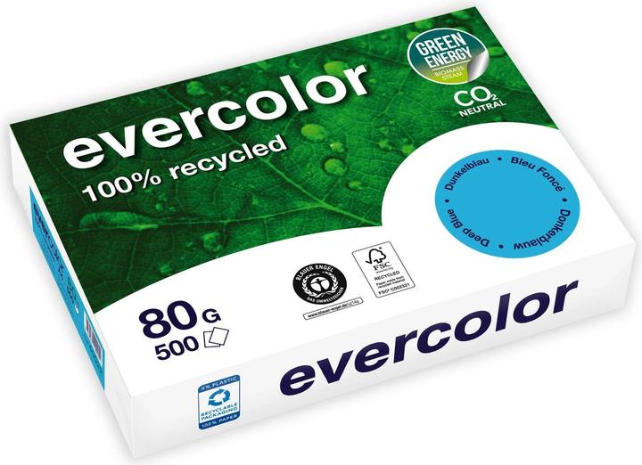 Actual product image Clairefontaine Recycled paper Evercolor dark blue DIN A4 80 g/sqm 500 sheets (80 g/m², 500 x, A4)