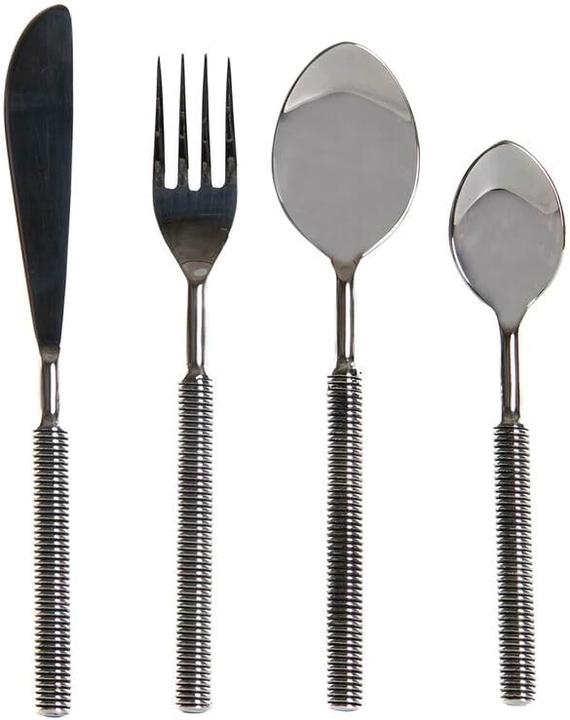 DKD Home Decor Bestekset zilverkleurig roestvrij staal 45 x 2 x 215 cm 16delig (16 Stk., Besteck Set)