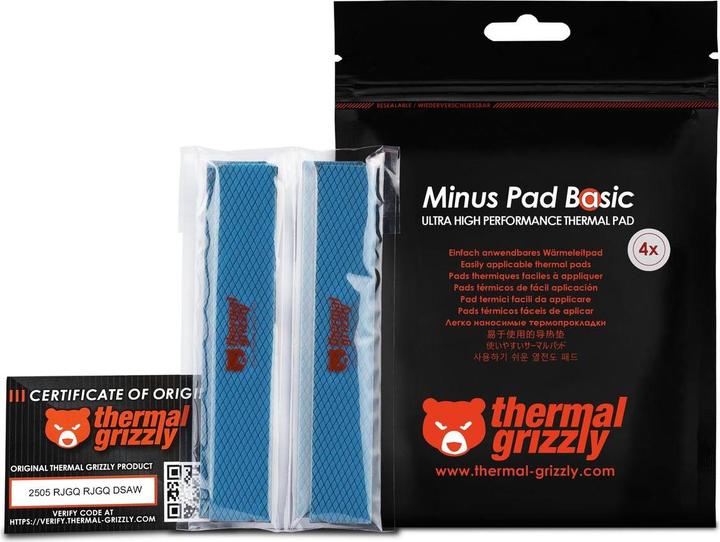 Actual product image Thermal Grizzly Minus Pad Basic - 120x20x3,0 mm (4er Pack) (3 mm)