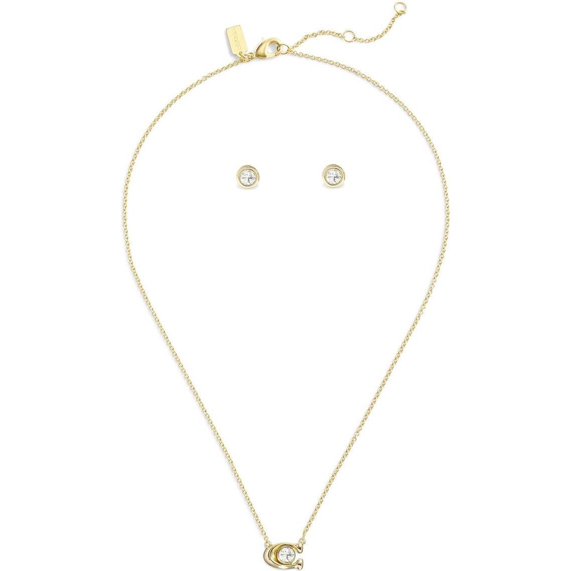 Coach, Gioielli in set, - Set of gold plated jewellery with crystals (necklace. earrings) 37412845GLD110, Oro