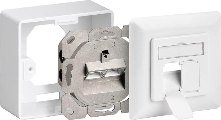 Produktbild Goobay CAT 6 Universaldose inkl. Aufputzmontage-Rahmen 2x RJ45 Netzwerkdose geschirmt