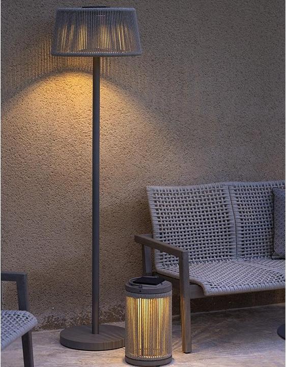 Produktbild Les Jardins Lampadaire Rop&Strip alu muscade et corde Réglable 2 hauteurs TECKA93