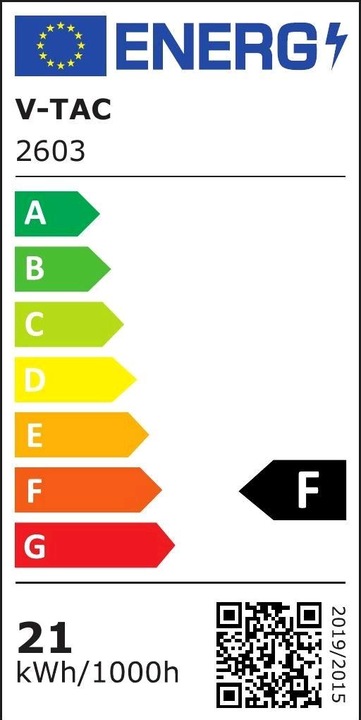 Energie-Label V-TAC VT2110 LED Streifen 700 LEDs 24V IP20 4000K CRI90 Real Farbe Serie 5m (Neutralweiss, 500 cm, Indoor)