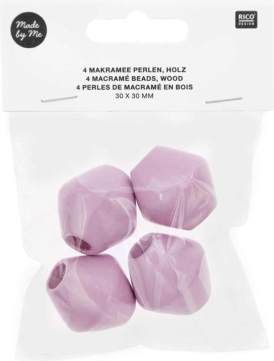 Actual product image Rico Design Wooden beads macramé lilac, 4 pieces
