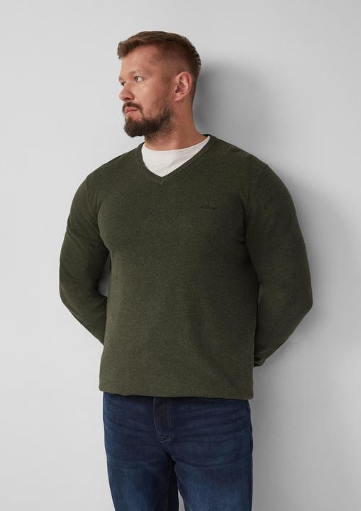 Produktbild s.Oliver Strickpullover Strickpullover mit Logo-Stickerei (XXL)