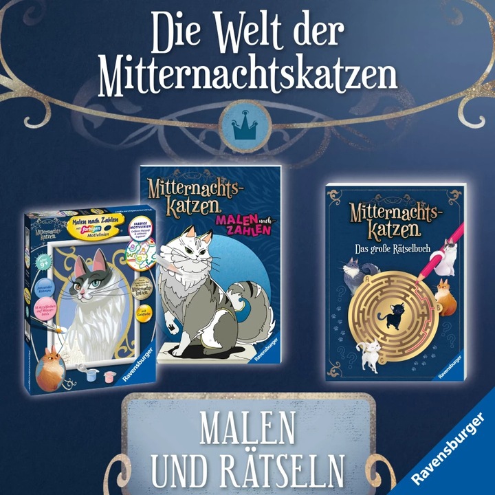 Actual product image Ravensburger Mitternachtskatzen: Das grosse Rätselbuch Vielfältige Rätsel und Knobeleien für (German, Elena Bruns, 2023)