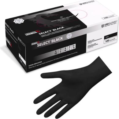 Actual product image Unigloves SELECT BLACK latex gloves (L)