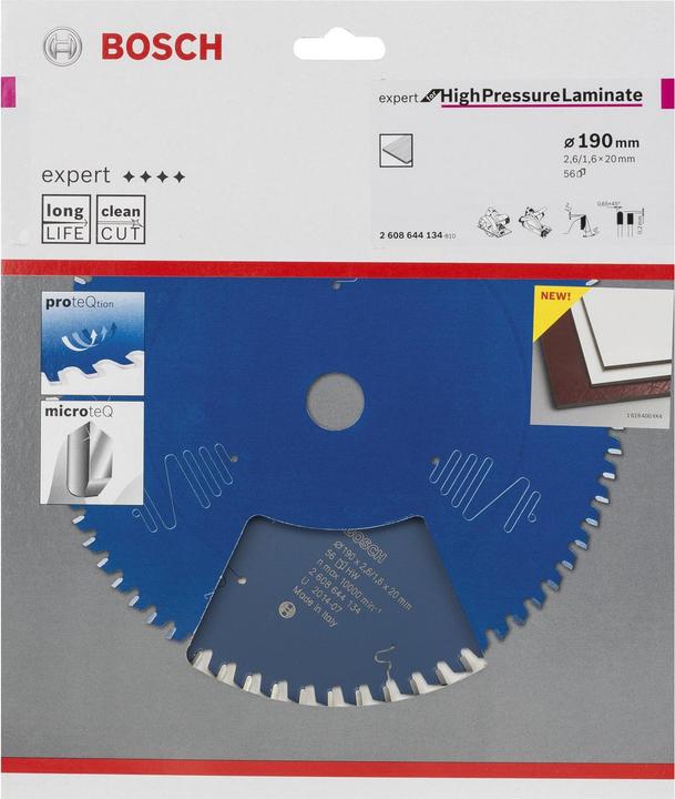 Image du produit Bosch Professional Zubehör Lame de scie circulaire Expert for High Pressure Laminate, 190 x 20 x 2,6 mm, 56