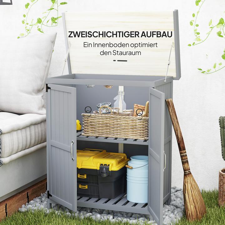 Immagine prodotto Outsunny Gartenschrank Tannenholz, Edelstahl Grau