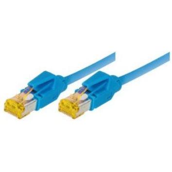 Tecline Patchkabel S/FTP, PiMF, Cat 6a, blau, 5,0 m Für 10 Gigabit/s, halogenfrei, mit Draka-Kabel und Hiros (S/FTP, CAT...