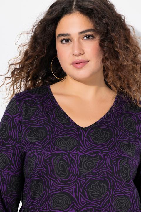 Produktbild Ulla Popken Longshirt, A-Linie, Blumendruck, 3/4-Ärmel (50, 52)