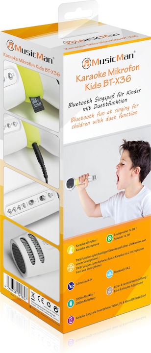 Produktbild Technaxx BT-X36 Kids Karaoke Mikrofon Monolautsprecher, MicroSD,AUX,2000mAh