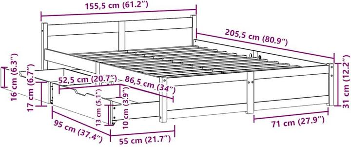 Image du produit vidaXL Bettrahmen (150 x 200 cm)