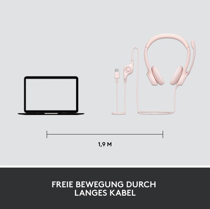 Produktbild Logitech Kabelgebundenes H390-Headset - ROSE - USB (Kabelgebunden, USB-A)
