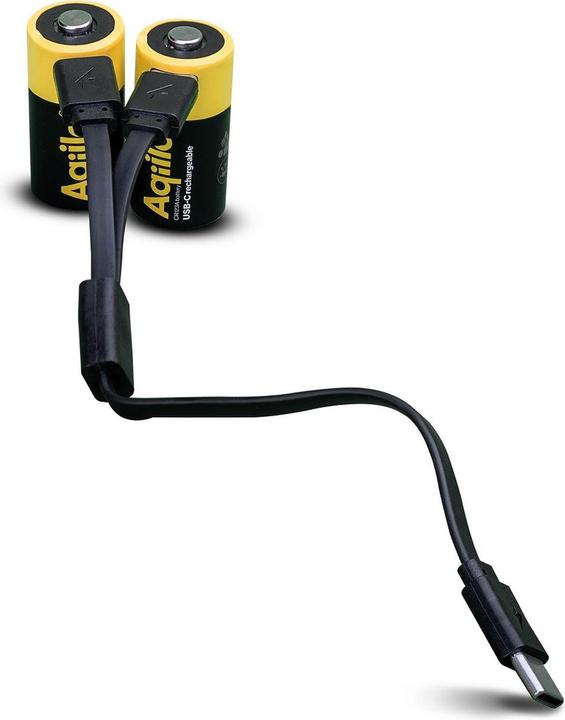 Actual product image Aqiila - USB-C Rechargeable Battery - Size CR123A - 750 mAh - 2-pack (2 pcs., RCR123A, 750 mAh)