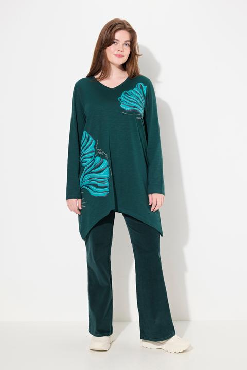 Produktbild Ulla Popken Longshirt, Blätter, V-Ausschnitt, Langarm (46, 48)