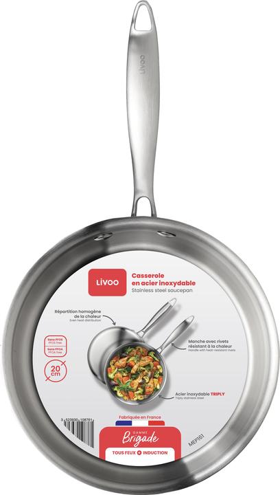 Actual product image Livoo 20 cm stainless steel saucepan (20 cm, Pot, Stainless steel, Aluminium)