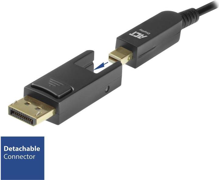 Actual product image 15 meter DisplayPort 1.4 ive Optical Cable 8K with detachable connector DisplayPort male (15 m, DisplayPort, 1.4)