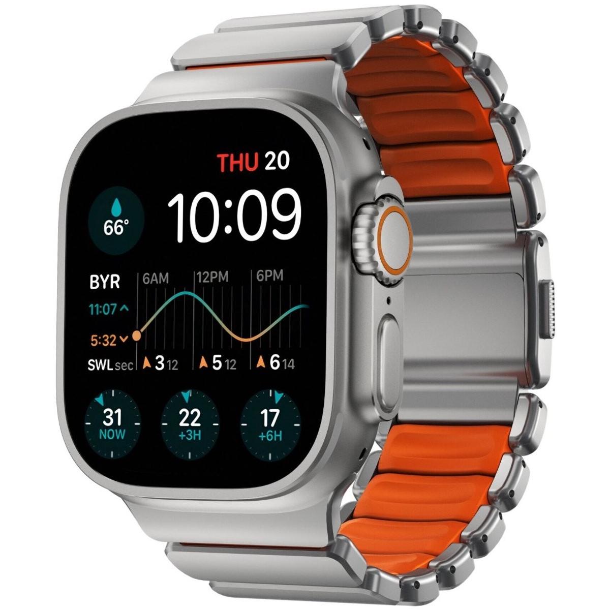 Nomad Spartan Band Natural Titanium Ultra Orange 49mm (FKM, Titanio, Titanio), Cinturini per orologi, Arancia