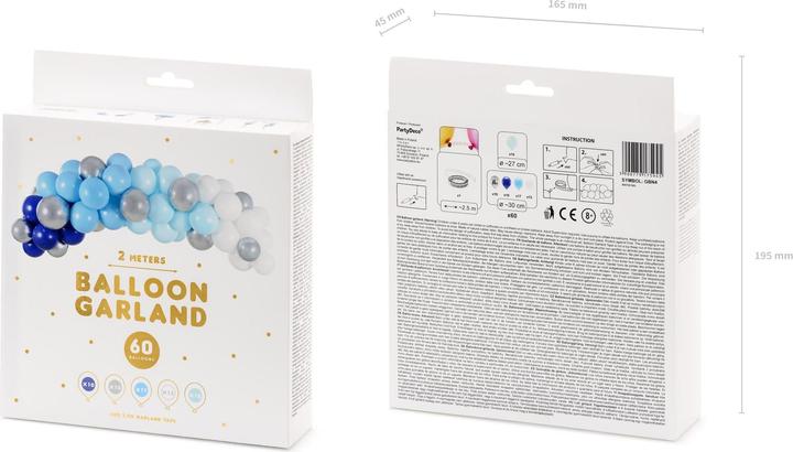 Produktbild Partydeco Bogen aus Luftballons Blau und Silber (60 x)