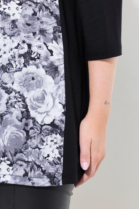 Produktbild Miamoda Blusenshirt, Satin mit Blütenmuster, Jerseyrücken (56)