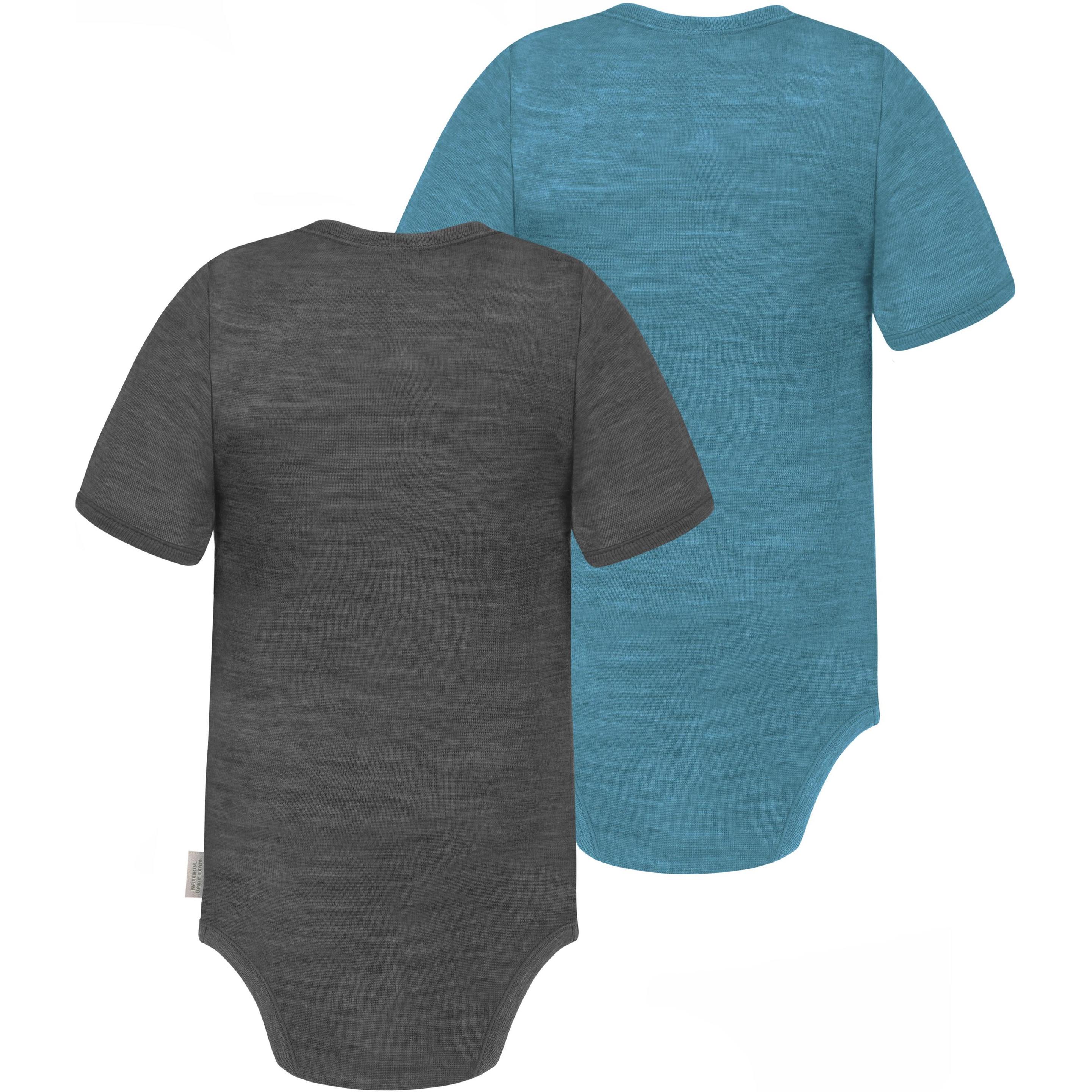 Thumbnail - Normani, Herren, Body, 2er Set Baby Merino Body Kurzarm „Tauranga" - 9293, Blau, (80)