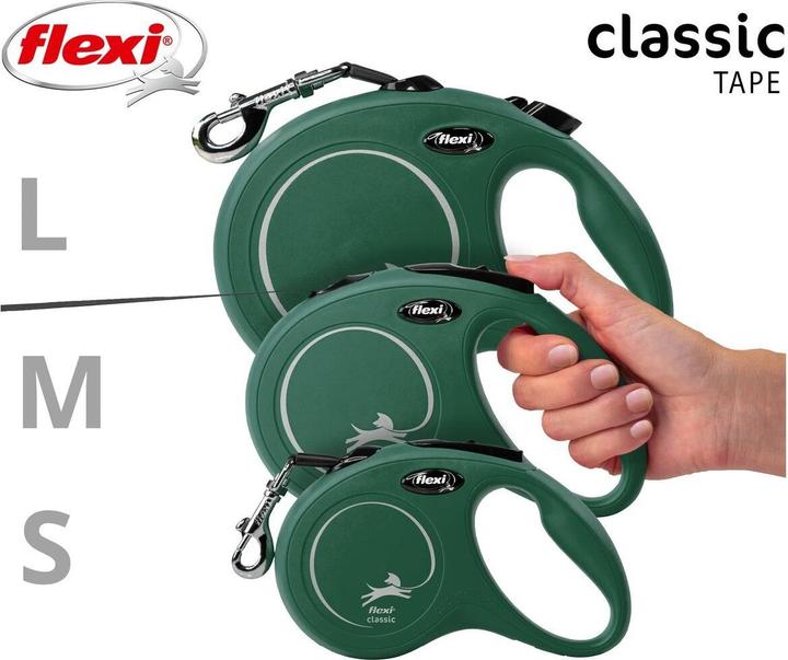 Produktbild Flexi New Classic bånd L, 5M, 50KG, olivengrøn (L, Hund)