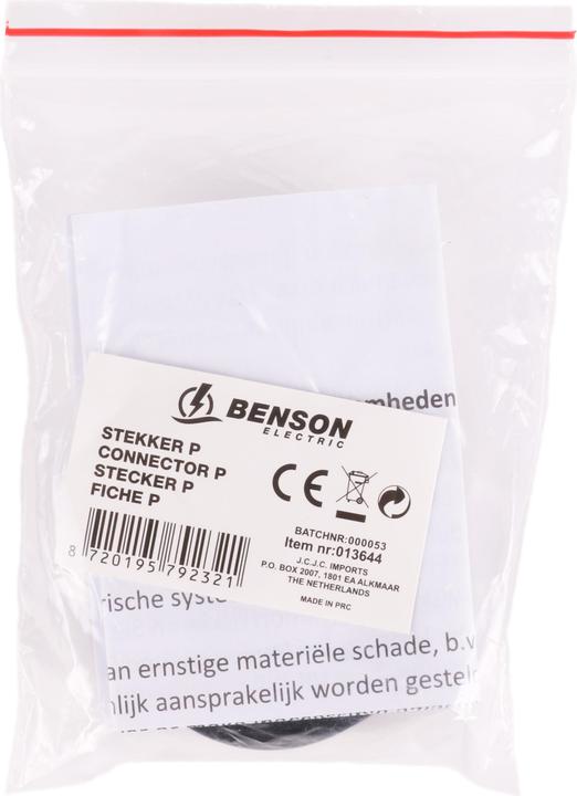 Produktbild Benson Electric Stecker P mit Ring schwarz