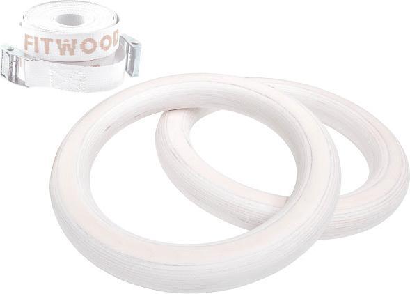 Fitwood Turnringe Kinder Weiss gewachst - Weisse Bänder