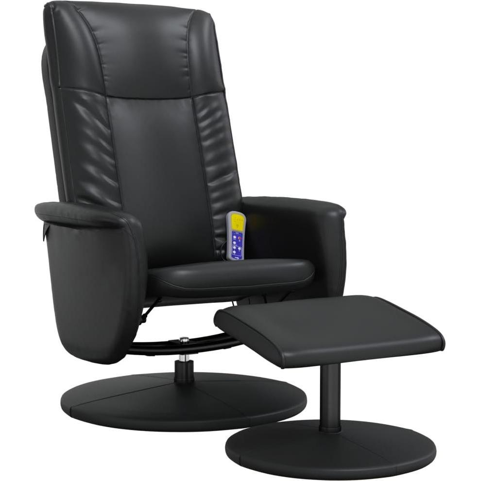 VidaXL, Massageliege + Massagesessel, Massagesessel mit Fusshocker Schwarz Kunstleder,Farbe