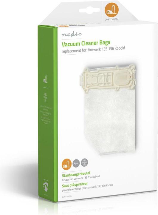 Actual product image Nedis Vacuum Cleaner Bag | 4 pieces | Synthetic | Most sold for: Vorwerk 135136 Kobold | White (4 x)