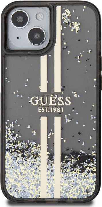 Actual product image Guess GUHCP15SLFCSEGK iPhone 15 / 14 / 13 6.1" czarny/black hardcase Liquid Glitter Gold Stripes (Apple iPhone 13, Apple iPhone 14, Apple iPhone 15)