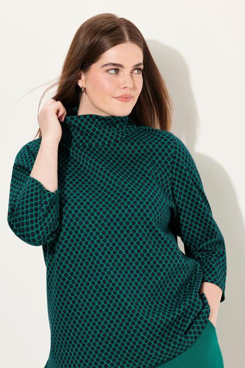 Actual product image Ulla Popken Eco Cotton Polka Dot Turtleneck Sweatshirt (46, 48)