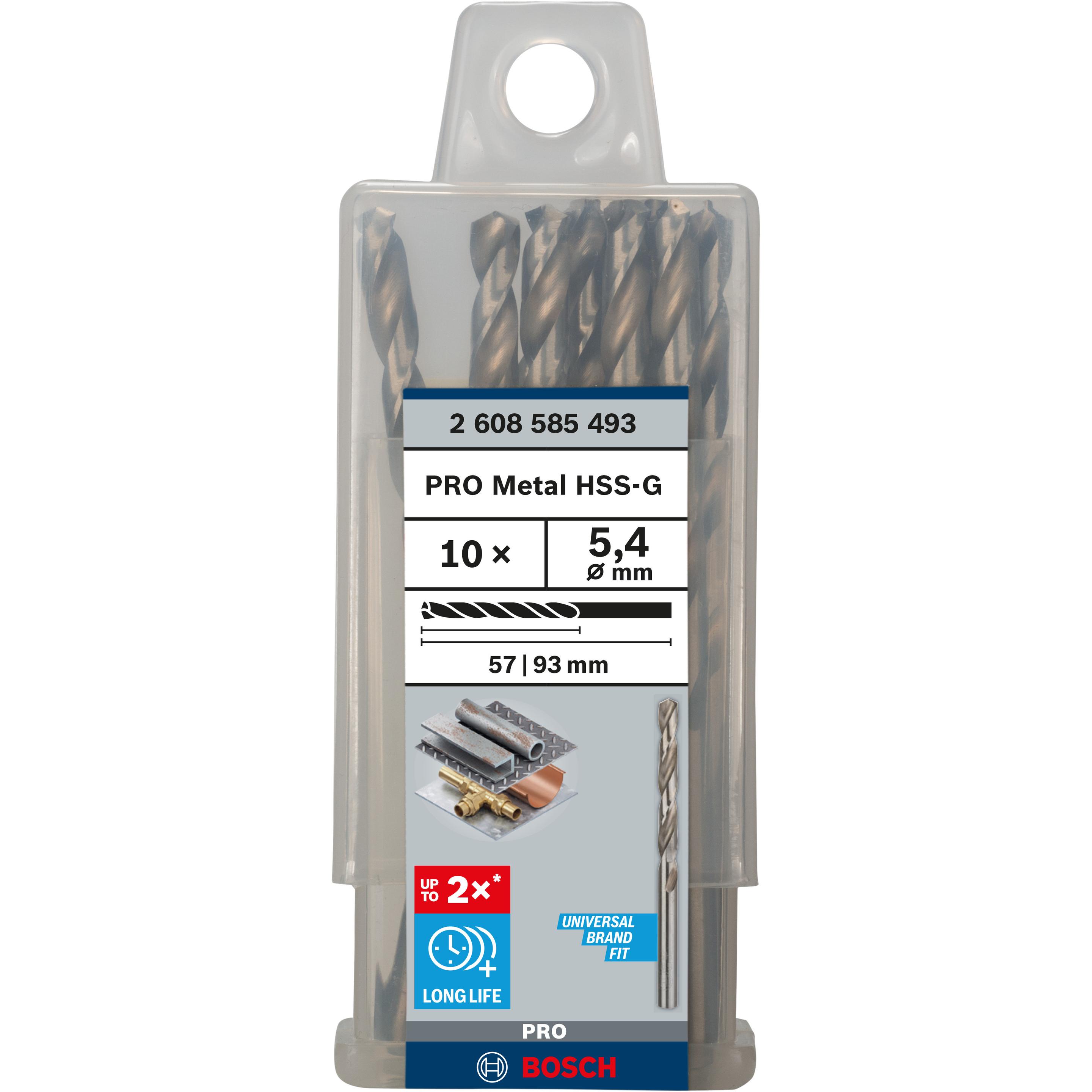Thumbnail - Bosch Professional Zubehör, Bohrereinsatz, PRO Metal HSS-G Spiralbohrer, 5,4 x 57 x 93 mm (5.4 mm)