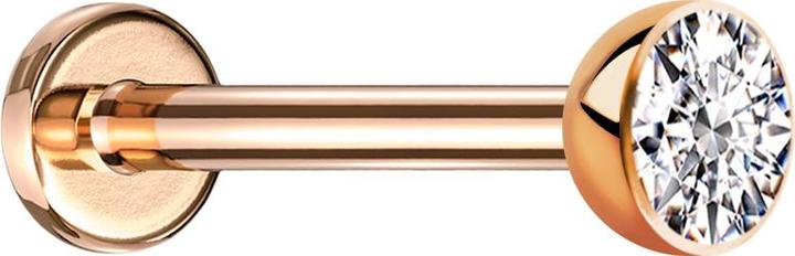 Actual product image Star Piercing Micro Threadless Labret rosegold Halbkugel mit Kristall silber (without brass, Titanium)
