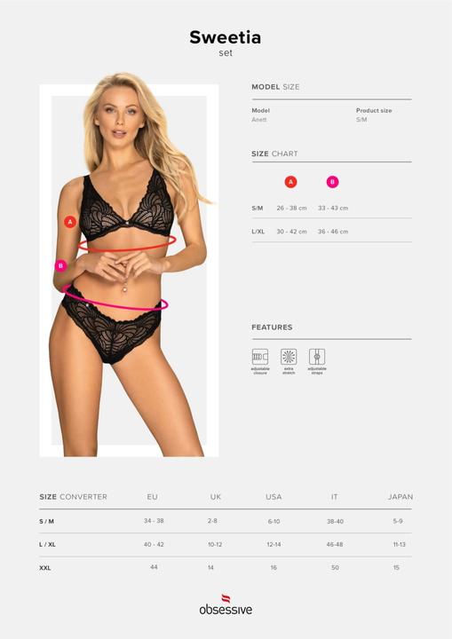 Produktbild Obsessive Sweetia 2-pcs set black L/XL (L)